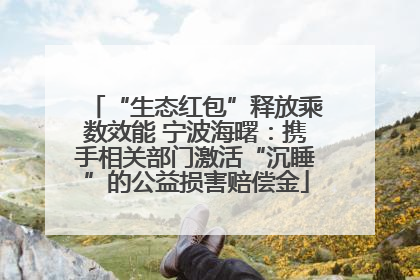 “生态红包”释放乘数效能 宁波海曙：携手相关部门激活“沉睡”的公益损害赔偿金