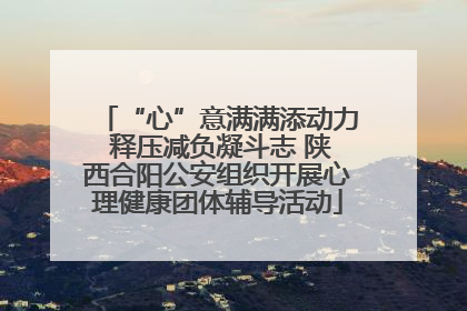 “心”意满满添动力 释压减负凝斗志 陕西合阳公安组织开展心理健康团体辅导活动