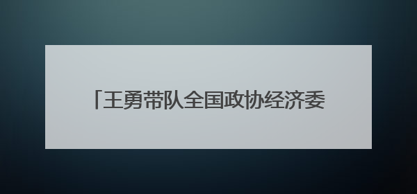 王勇带队全国政协经济委员会调研组赴浙江调研