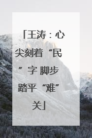 王涛：心尖刻着“民”字 脚步踏平“难”关