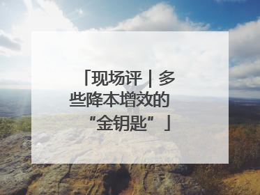 现场评｜多些降本增效的“金钥匙”