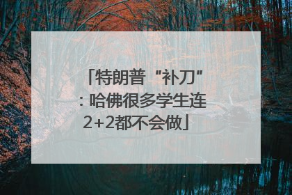 特朗普“补刀”：哈佛很多学生连2+2都不会做