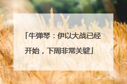 牛弹琴：伊以大战已经开始，下周非常关键