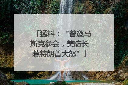 猛料：“曾邀马斯克参会，美防长惹特朗普大怒”