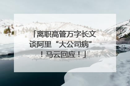离职高管万字长文谈阿里“大公司病”！马云回应！