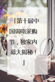 第十届中国弱电采购节，独家内幕大揭秘！