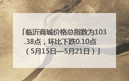 临沂商城价格总指数为103.38点，环比下跌0.10点（5月15日—5月21日）