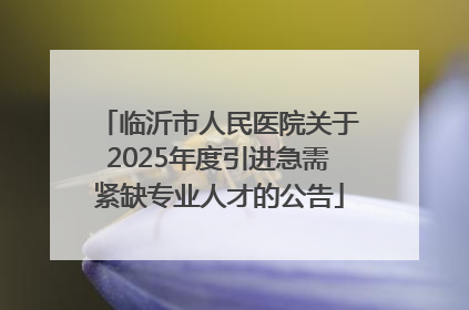 临沂市人民医院关于2025年度引进急需紧缺专业人才的公告
