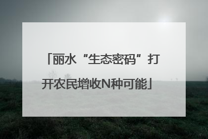 丽水“生态密码”打开农民增收N种可能