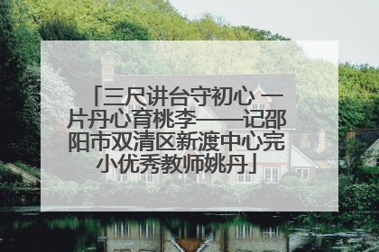 三尺讲台守初心 一片丹心育桃李——记邵阳市双清区新渡中心完小优秀教师姚丹