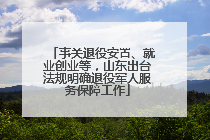 事关退役安置、就业创业等，山东出台法规明确退役军人服务保障工作