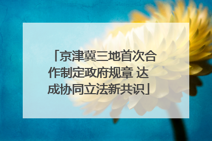 京津冀三地首次合作制定政府规章 达成协同立法新共识