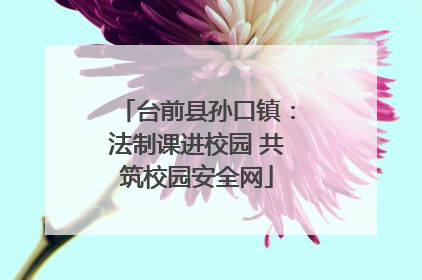 台前县孙口镇：法制课进校园 共筑校园安全网