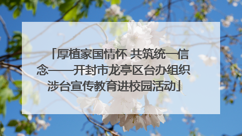 厚植家国情怀 共筑统一信念——开封市龙亭区台办组织涉台宣传教育进校园活动