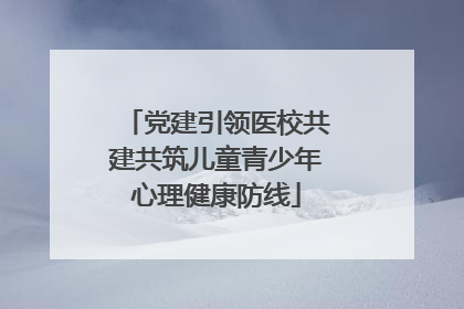 党建引领医校共建共筑儿童青少年心理健康防线