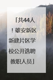 共44人！雄安新区新建片区学校公开选聘教职人员