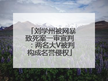 刘学州被网暴致死案一审宣判：两名大V被判构成名誉侵权