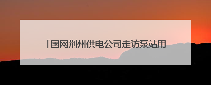 国网荆州供电公司走访泵站用户 确保迎峰度夏用电安全