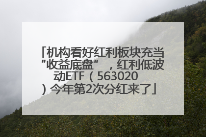 机构看好红利板块充当“收益底盘”，红利低波动ETF（563020）今年第2次分红来了