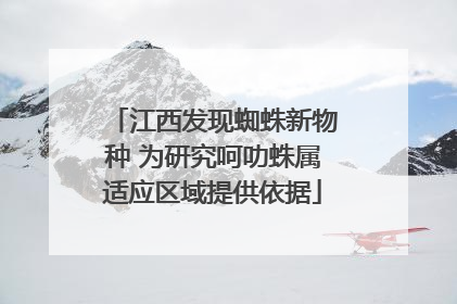 江西发现蜘蛛新物种 为研究呵叻蛛属适应区域提供依据