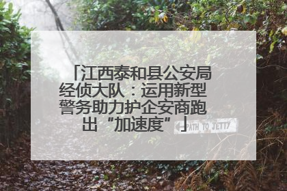 江西泰和县公安局经侦大队：运用新型警务助力护企安商跑出“加速度”