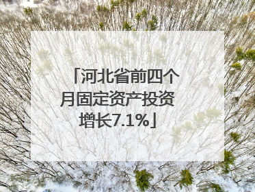 河北省前四个月固定资产投资增长7.1%