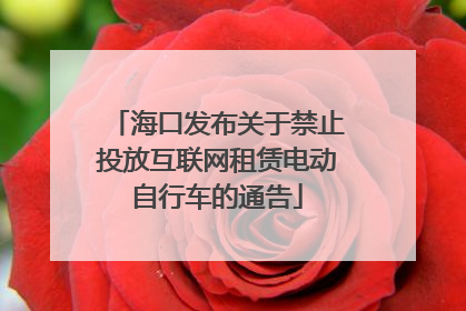 海口发布关于禁止投放互联网租赁电动自行车的通告