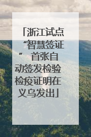 浙江试点“智慧签证” 首张自动签发检验检疫证明在义乌发出