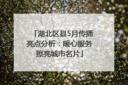 湖北区县5月传播亮点分析：暖心服务擦亮城市名片