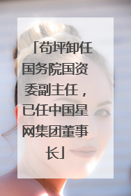 苟坪卸任国务院国资委副主任，已任中国星网集团董事长