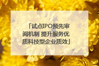 试点IPO预先审阅机制 提升服务优质科技型企业质效
