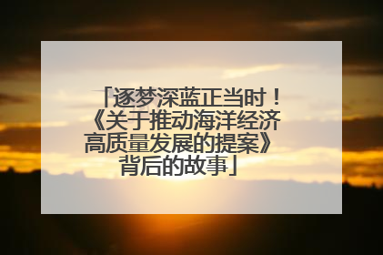 逐梦深蓝正当时！《关于推动海洋经济高质量发展的提案》背后的故事