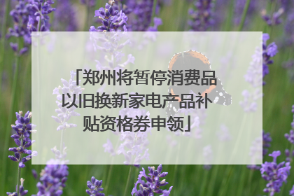 郑州将暂停消费品以旧换新家电产品补贴资格券申领