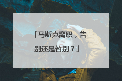 马斯克离职，告别还是暂别？