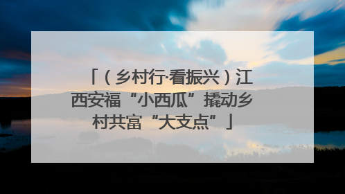 （乡村行·看振兴）江西安福“小西瓜”撬动乡村共富“大支点”