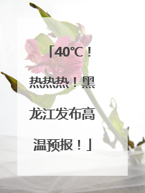 40℃！热热热！黑龙江发布高温预报！